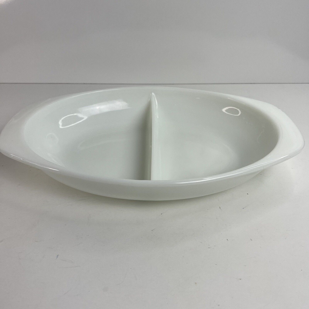 Vintage 1960s Pyrex White Milk Glass Divided Platter